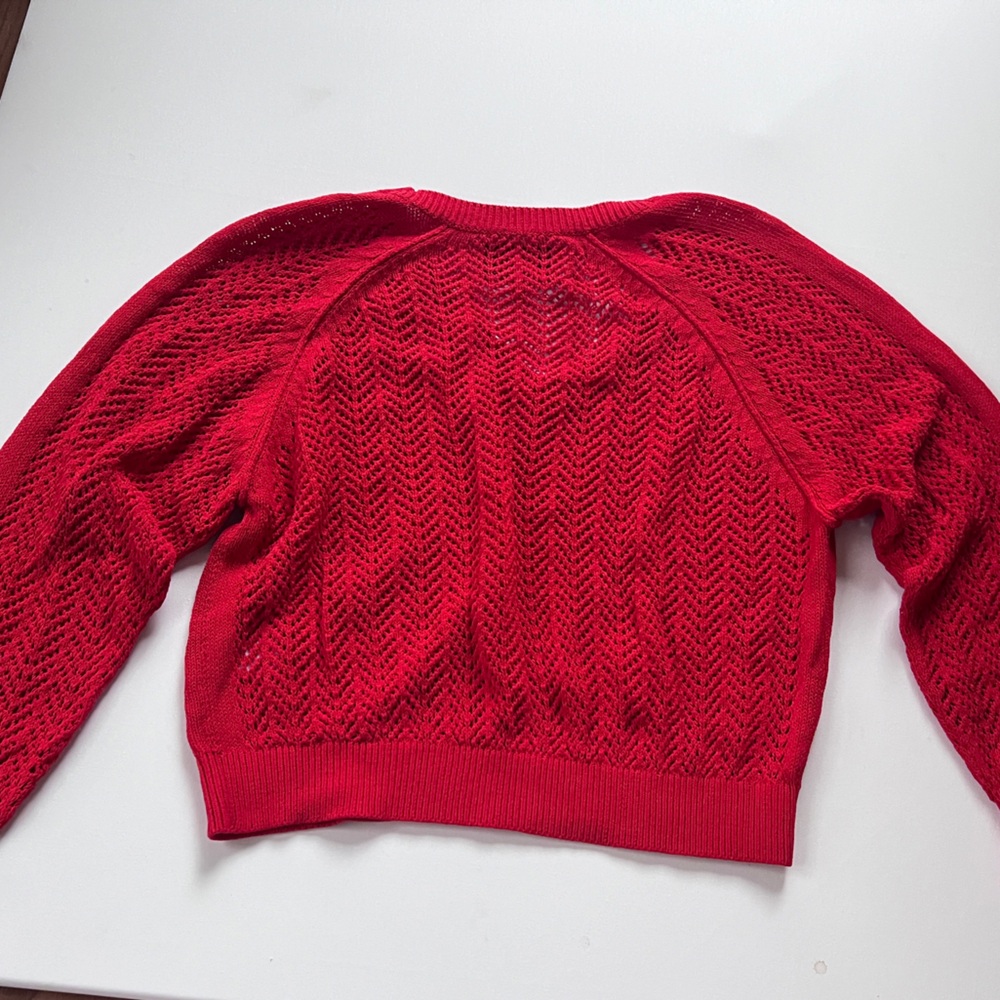 BROCHU WALKER
Vermillion Silvia Eyelet V-Neck Sweater small red - Picture 6 of 7